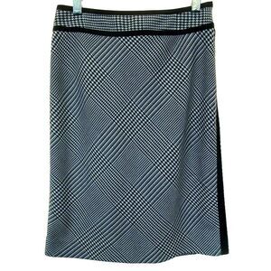 White House Black Market Herringbone Lined Straight Skirt Sz 00 Black White